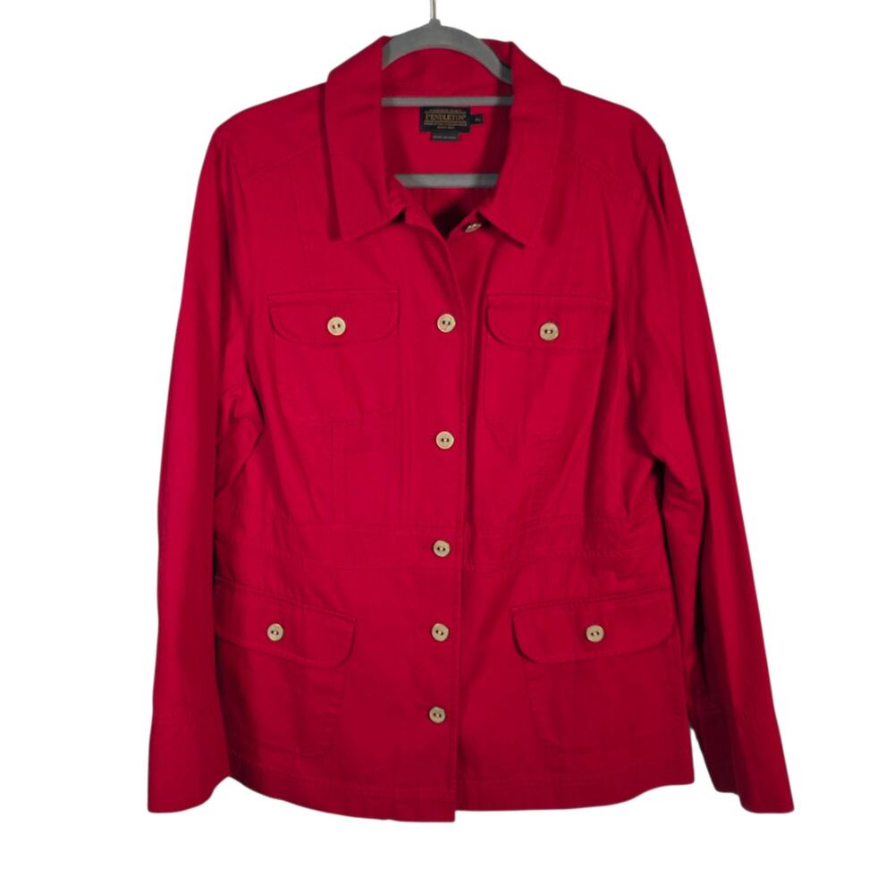Pendleton Red Utility Jacket XL Cotton Safari Field Chore Coat NWT
